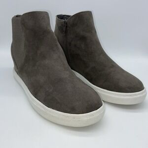 Steve Madden Girl Boots Hidden Heel Faux Suede Brown Ankle Zip Women's 8.5‎